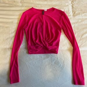 Women’s Cropped Neon Pink Long Sleeve